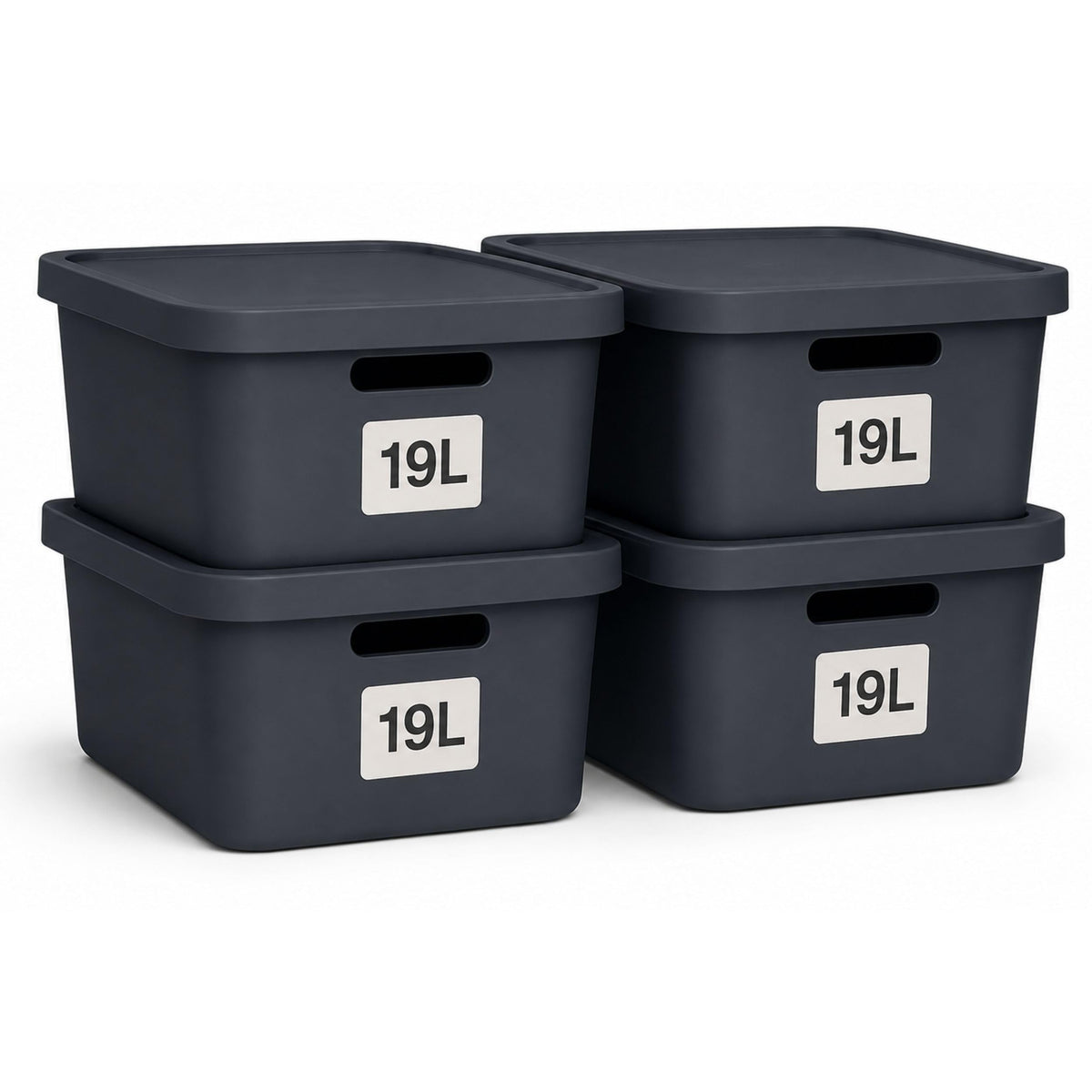 Aufbewahrungsboxen mit Deckel 4er-Set – stapelbar, BPA-frei, mit Griffen