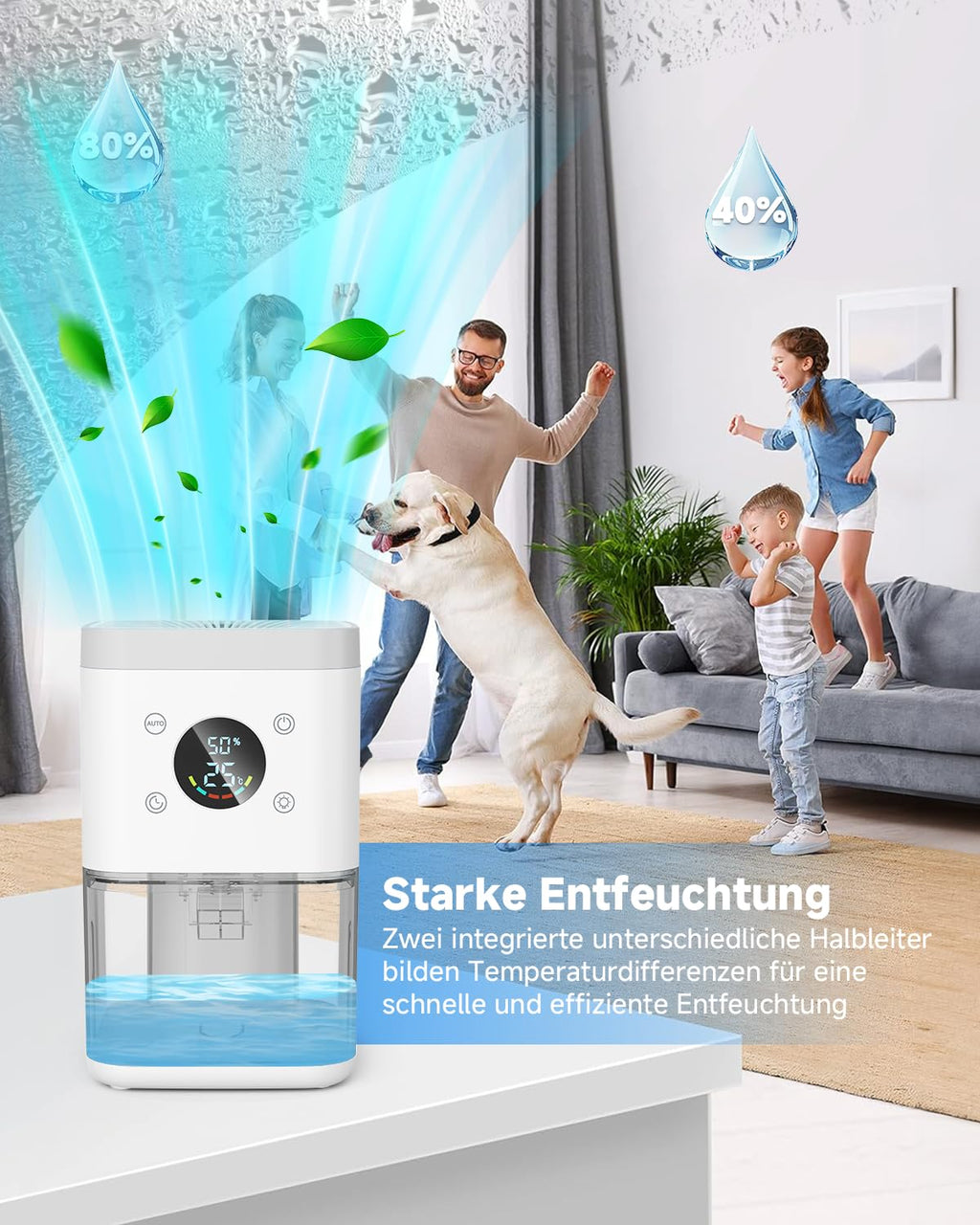 Elektrischer Luftentfeuchter 1,8 L – leise, mit Abschaltautomatik