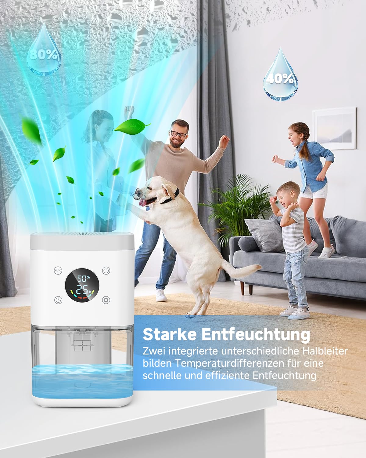 Elektrischer Luftentfeuchter 1,8 L – leise, mit Abschaltautomatik
