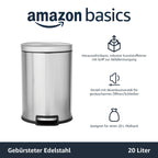 Edelstahl-Treteimer mit Soft-Close – 20 L, fingerabdruckresistent