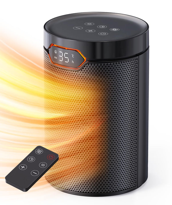 PTC Heizlüfter 1500 W – leise, ECO-Modus, Fernbedienung & Timer