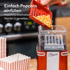 Gadgy Popcornmaschine Heißluft – 1200 W, ölfrei, Retro Rot