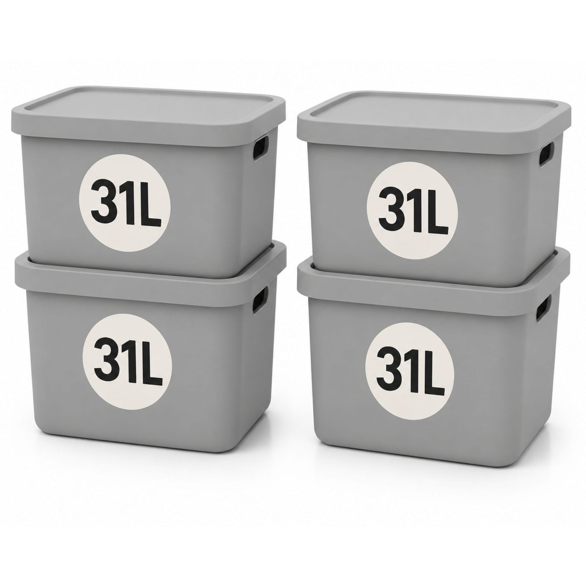 Aufbewahrungsboxen mit Deckel 4er-Set – stapelbar, BPA-frei, mit Griffen