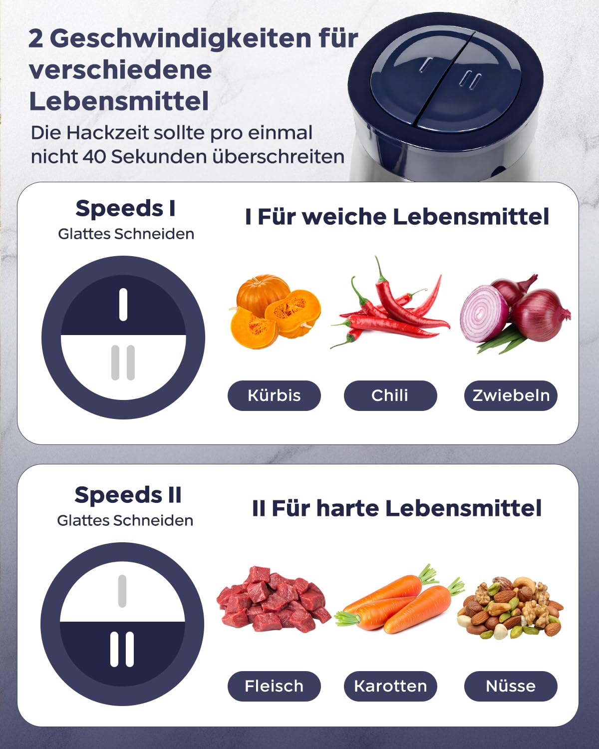 Elektrischer Zerkleinerer mit 2 Behältern – Glas 2 L + Edelstahl 1,8 L, 600 W