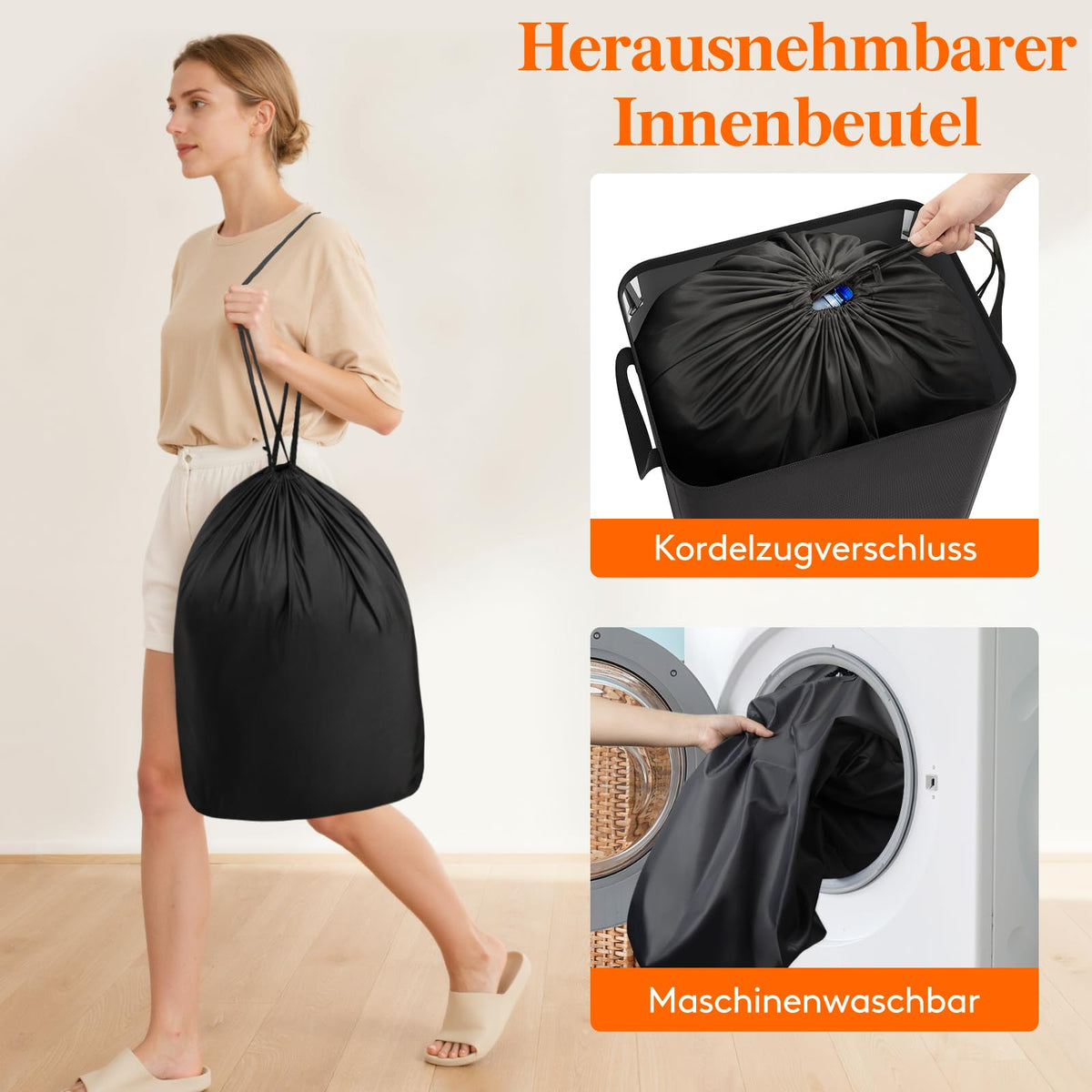Pfandflaschen-Sammler mit Deckel – 105 L, waschbarer Innenbeutel