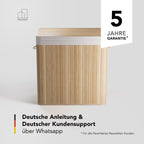 Bambus-Wäschekorb mit 3 Fächern & Deckel – 150 L