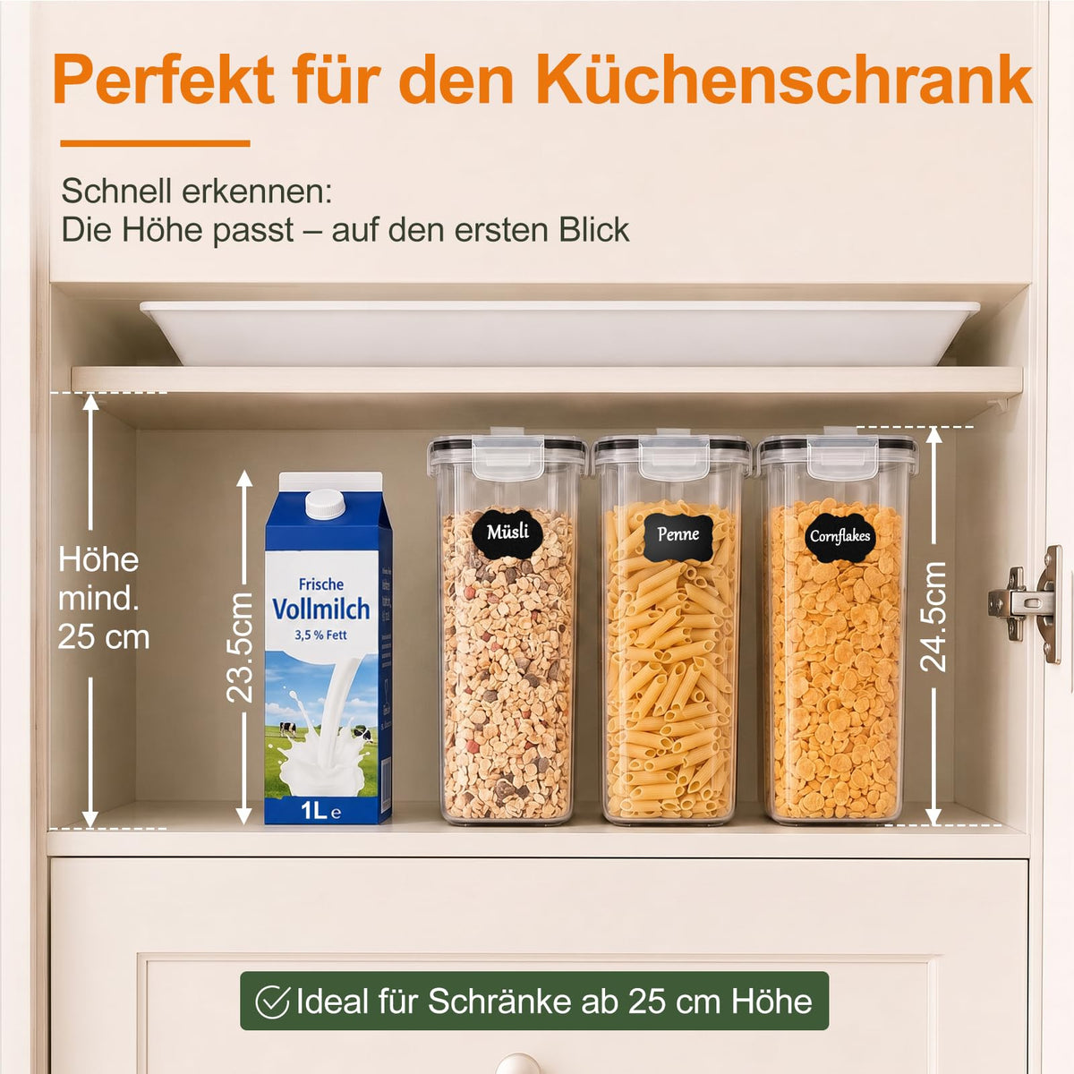 Vorratsdosen 4 L im 6er-Set – luftdicht, mit Schüttöffnung & Etiketten
