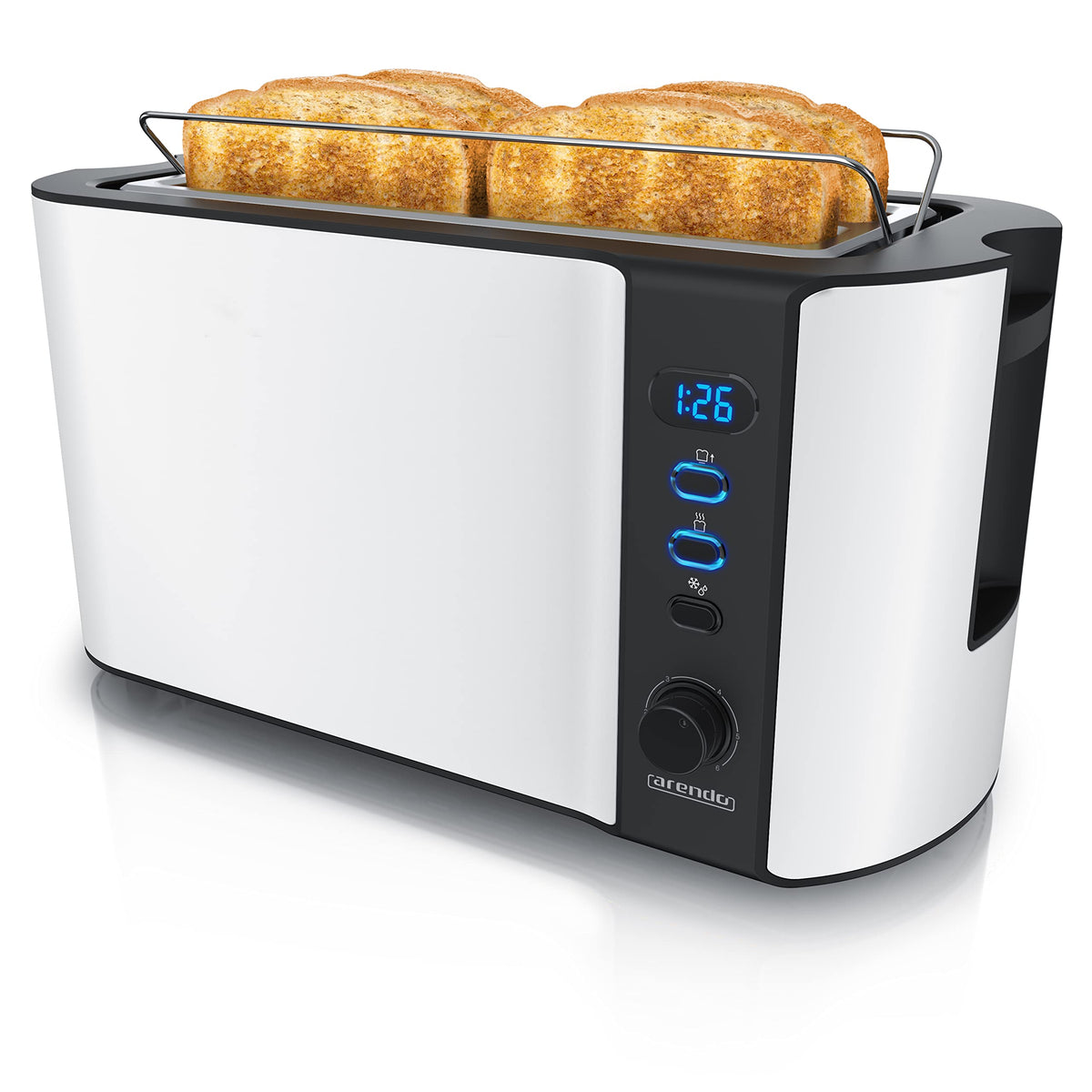 Arendo Langschlitz-Toaster mit Restzeitanzeige – 4 Scheiben, 1500 W