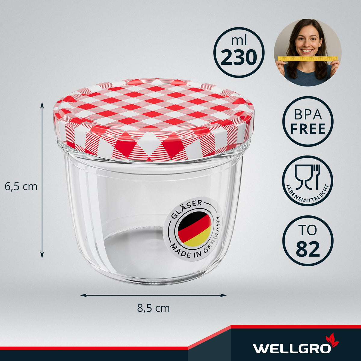 Einmachgläser 230 ml mit Schraubdeckel – 50 Stück, Made in Germany