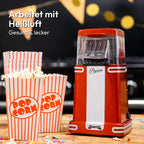 Gadgy Popcornmaschine Heißluft – 1200 W, ölfrei, Retro Rot