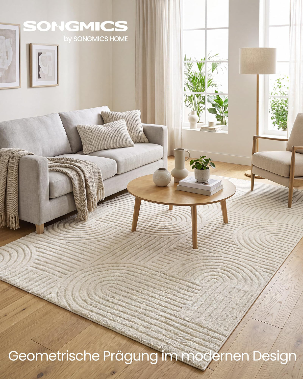 Waschbarer 3D-Teppich Hoch-Tief-Effekt – geometrisch, 290 x 200 cm