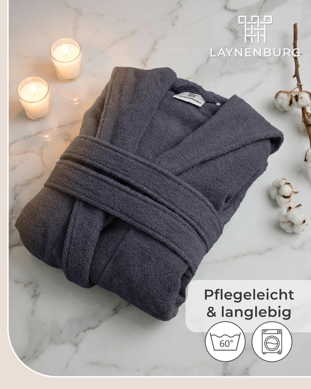Herren Bademantel aus Frottee mit Kapuze – 100 % Baumwolle