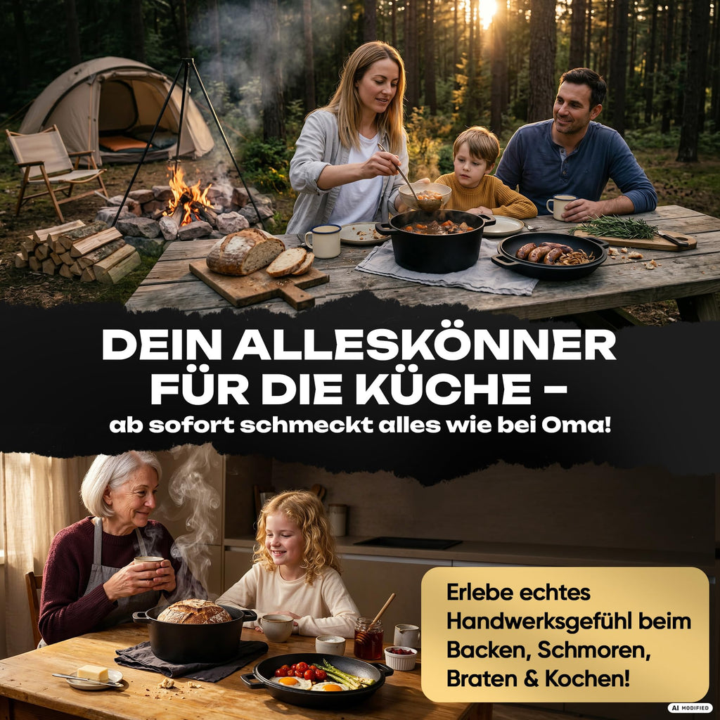 Gusseisen Brotbacktopf Ø 26 cm mit Deckel – für alle Herdarten & Backofen