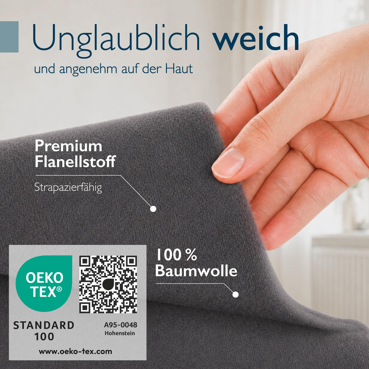 Biber-Bettwäsche 135 x 200 cm – 100 % Baumwolle, Wendedesign, 4-teilig