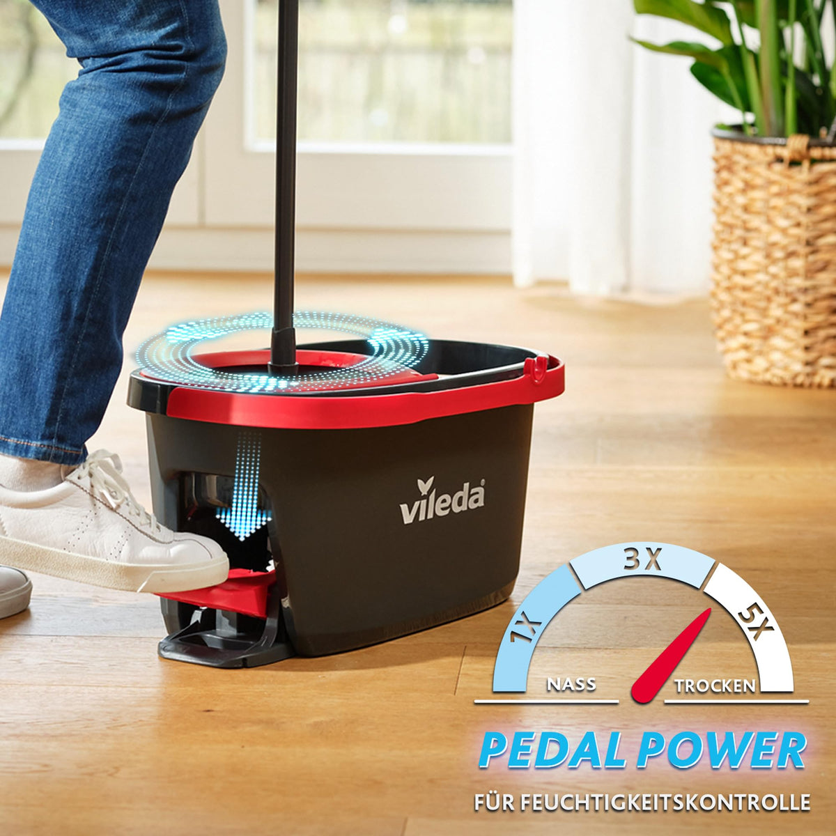 Vileda Turbo 3-in-1 Wischmop-Set mit Fußpedal