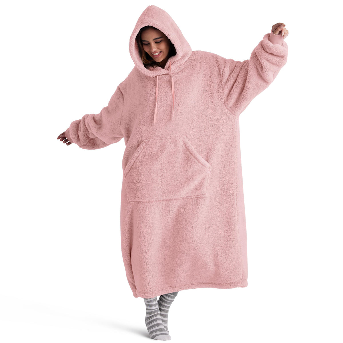 Bedsure Hoodie-Decke mit Ärmeln – Sherpa-Futter, tragbare Kuscheldecke