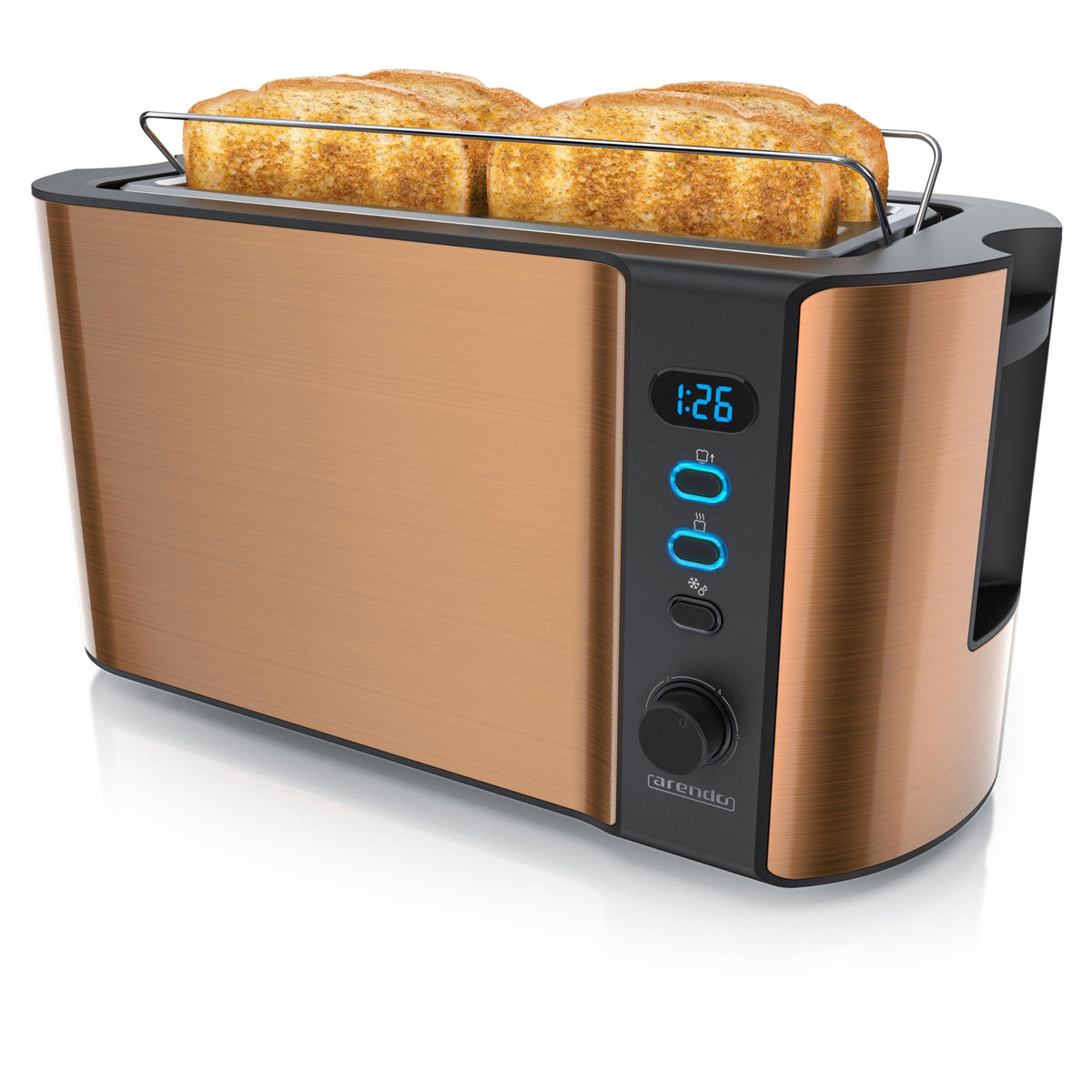 Arendo Langschlitz-Toaster mit Restzeitanzeige – 4 Scheiben, 1500 W
