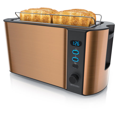 Arendo Langschlitz-Toaster mit Restzeitanzeige – 4 Scheiben, 1500 W