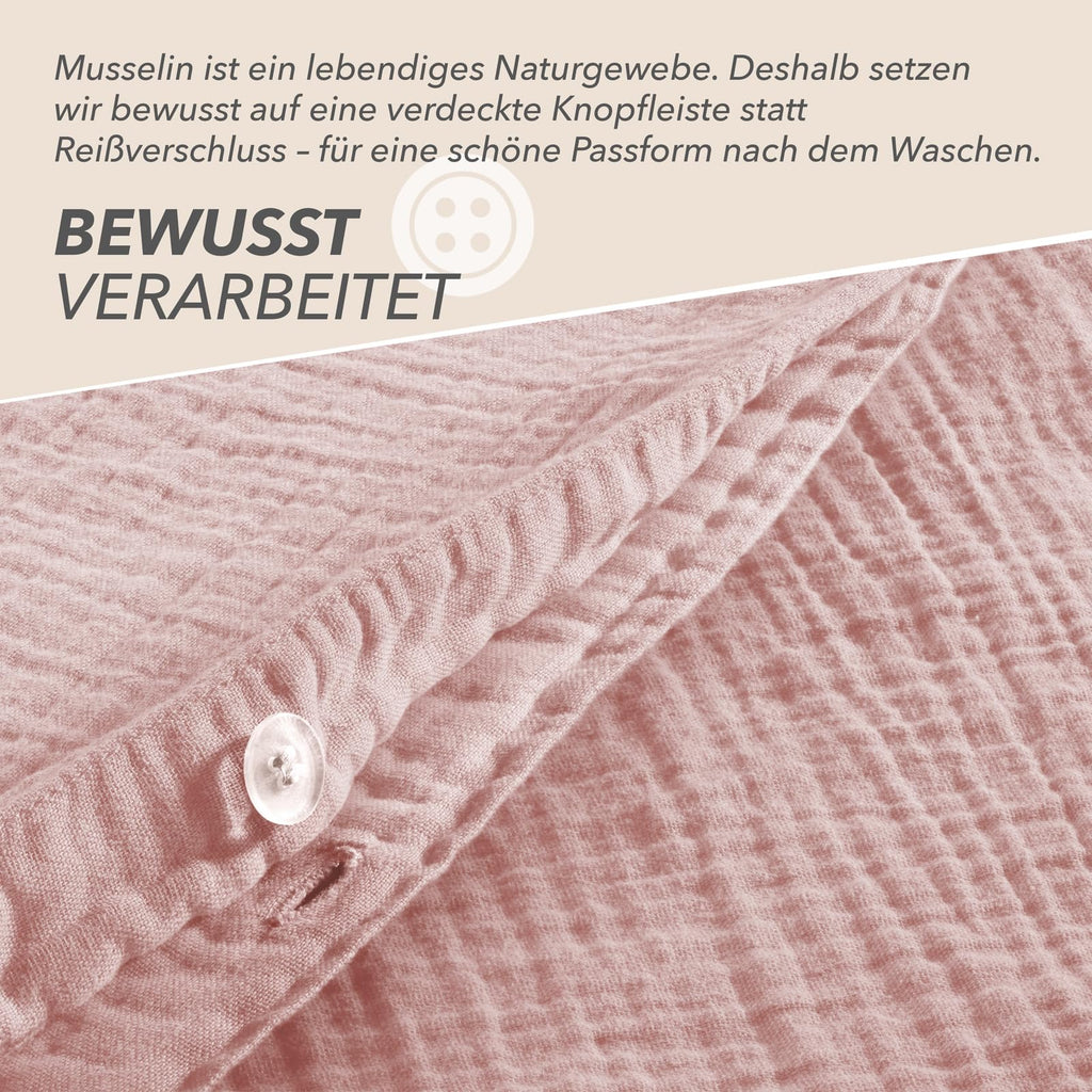 Musselin-Bettwäsche 135 x 200 cm – 100 % Baumwolle, 2-teilig