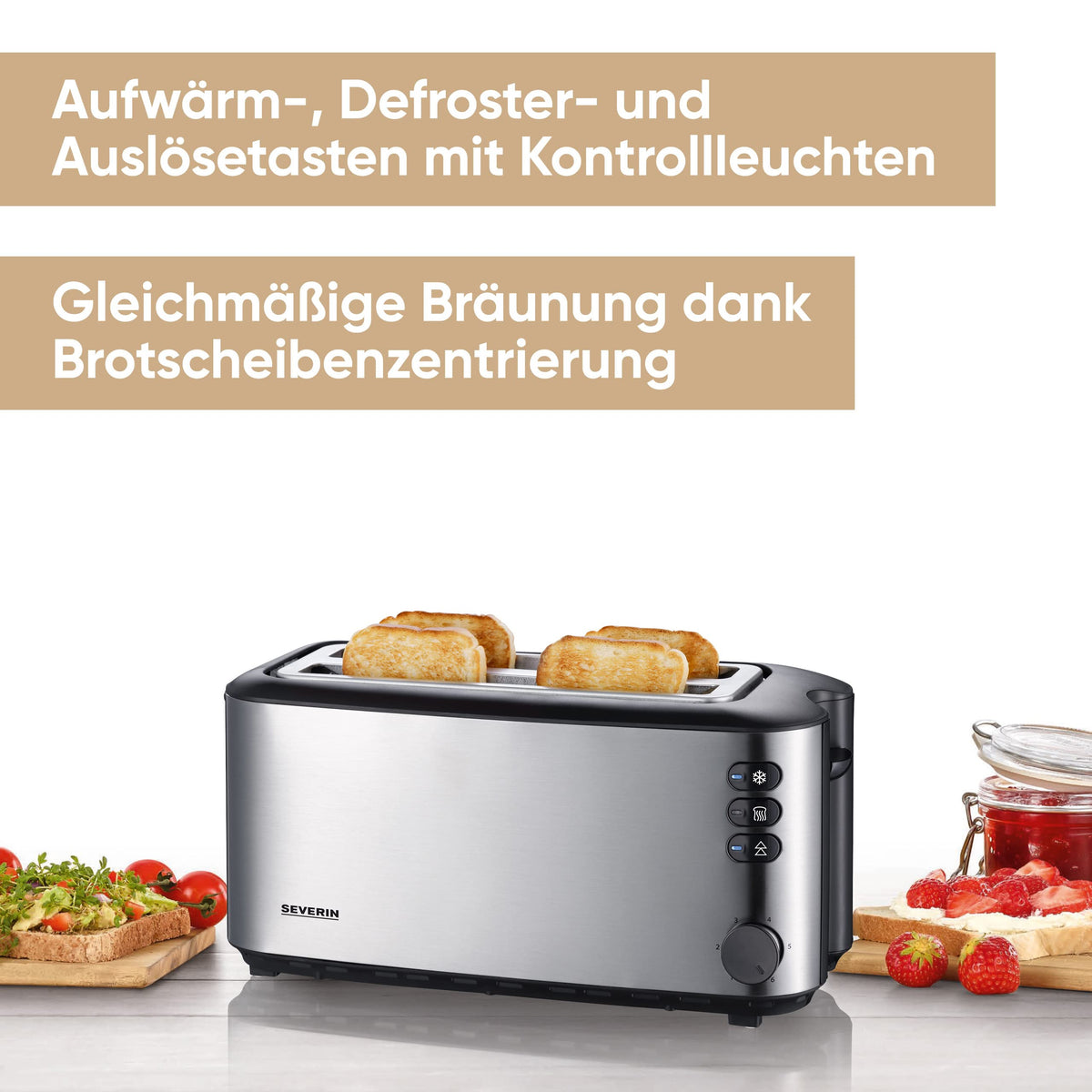 Severin Doppel-Langschlitztoaster AT 2509 mit Brötchenaufsatz