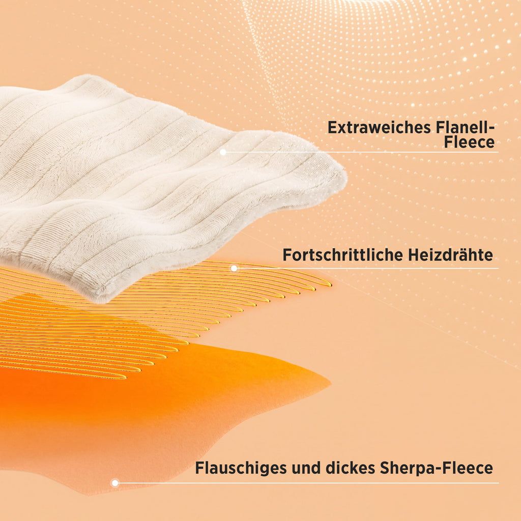 Beheizbare Kuscheldecke mit Ärmeln – 127 x 180 cm, 6 Heizstufen, Timer, Grau
