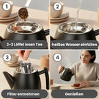 Doppelwandige Thermo-Teekanne mit Sieb – Edelstahl 304