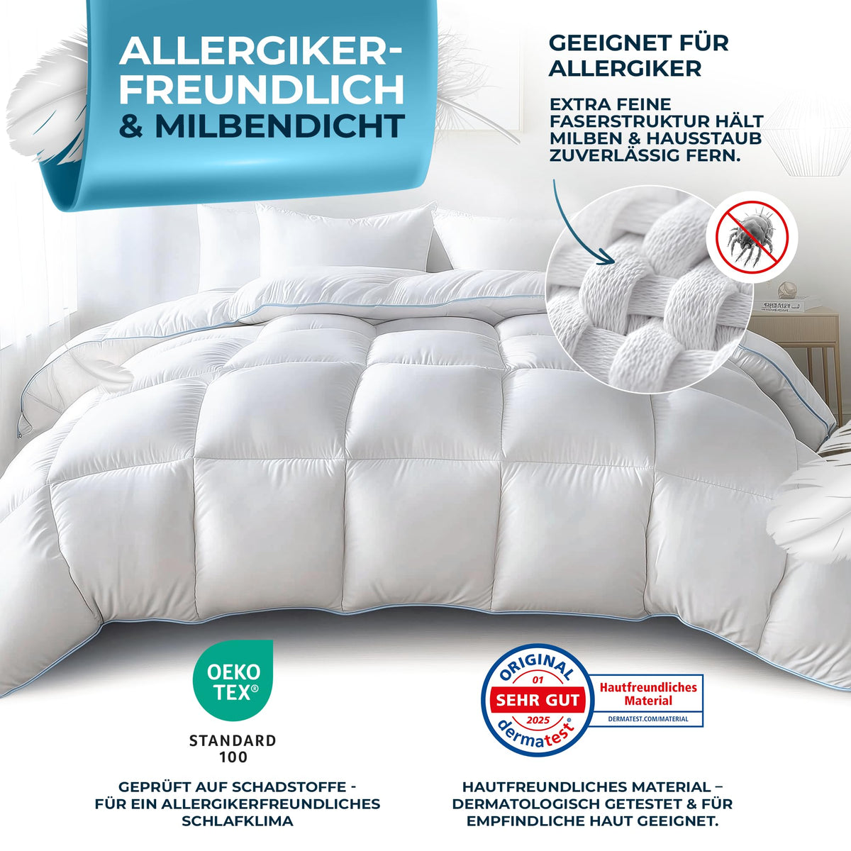 Glückstoff® Daunendecke – Federn & Daunen, Ganzjahresdecke
