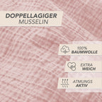 Musselin-Bettwäsche 135 x 200 cm – 100 % Baumwolle, 2-teilig