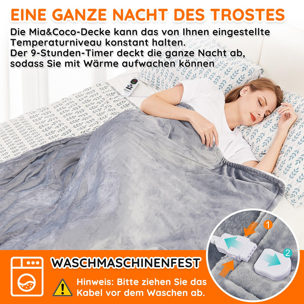 Heizdecke aus Flanell & Sherpa – 10 Stufen, Abschaltautomatik, waschbar