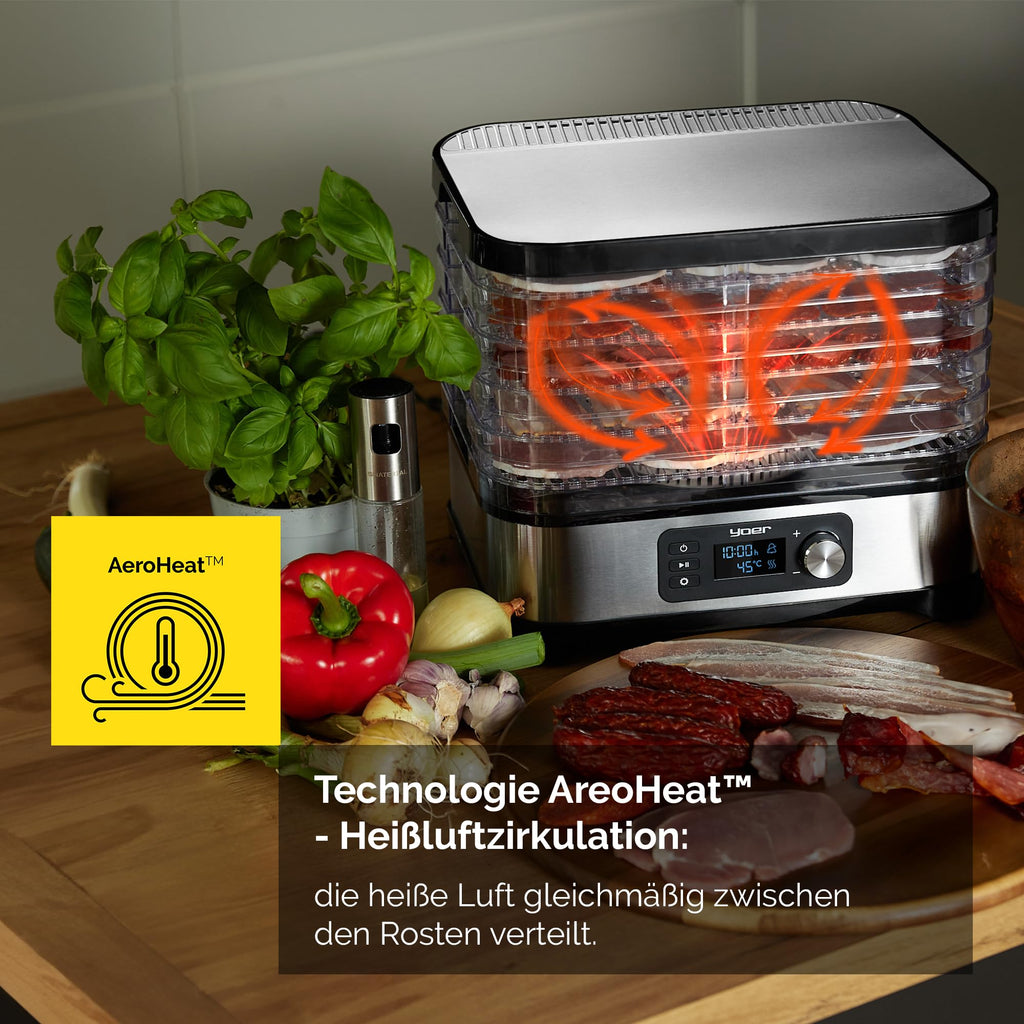 Dörrautomat aus Edelstahl – 6 Etagen, 450 W, Timer