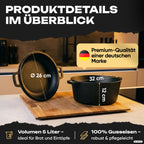 Gusseisen Brotbacktopf Ø 26 cm mit Deckel – für alle Herdarten & Backofen