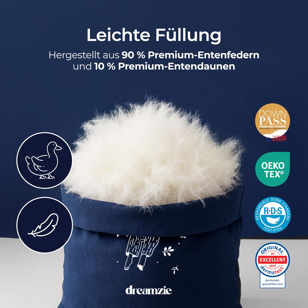 Dreamzie Daunendecke 450 g/m² – Ganzjahres- oder Winterdecke