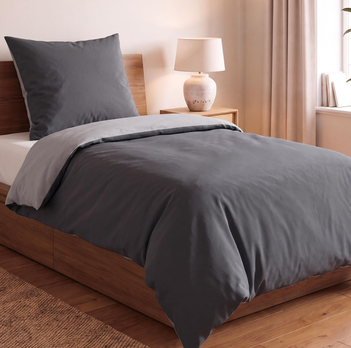 Biber-Bettwäsche 135 x 200 cm – 100 % Baumwolle, Wendedesign, 4-teilig