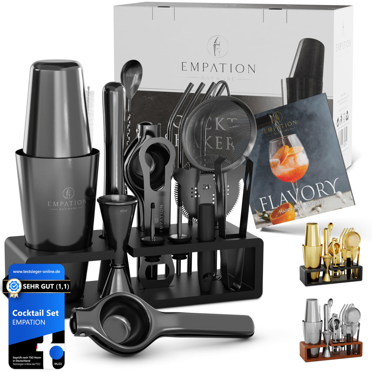 Cocktail Set mit Boston Shaker 825 ml & Ständer – Testsieger