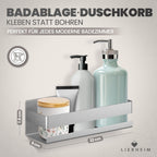 Duschablage ohne Bohren aus Edelstahl – mit Haken