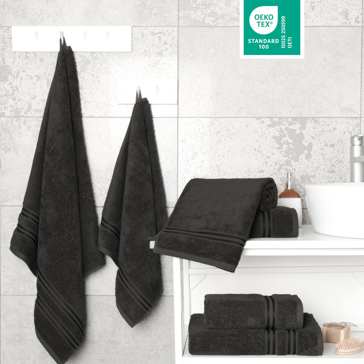 Handtuch-Set 6-teilig aus 100 % Baumwolle – Oeko-Tex
