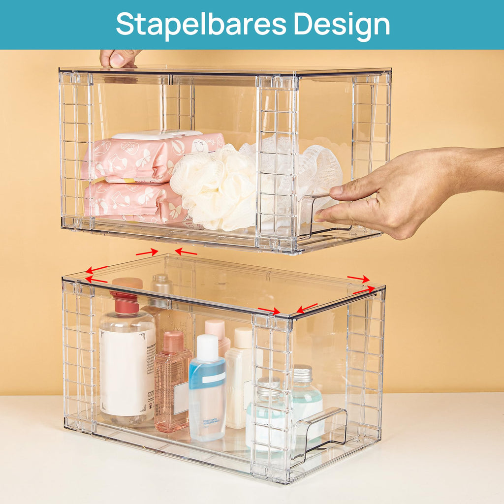 Stapelbare Schubladenboxen aus Acryl – 4er Set