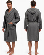 Herren-Bademantel aus Frottee mit Kapuze – 100 % Baumwolle, Oeko-Tex