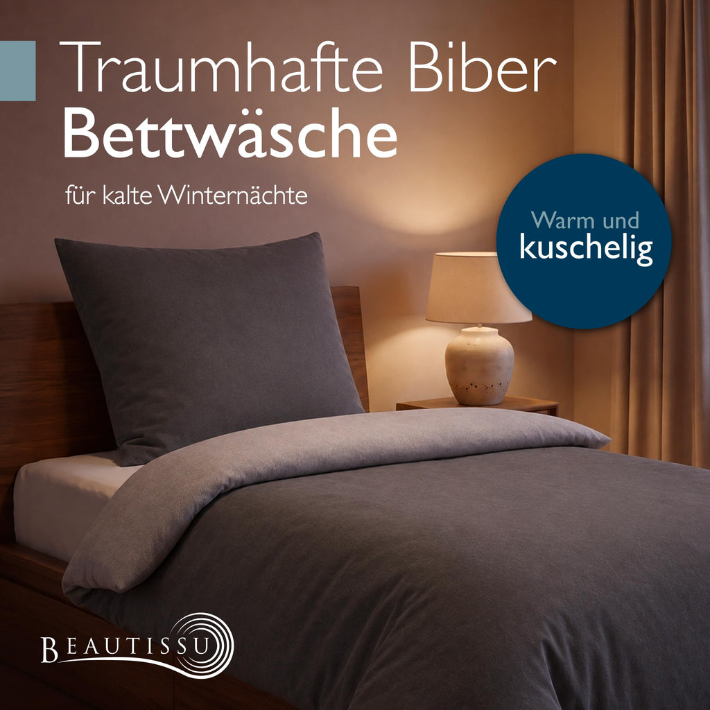 Biber-Bettwäsche 135 x 200 cm – 100 % Baumwolle, Wendedesign, 4-teilig