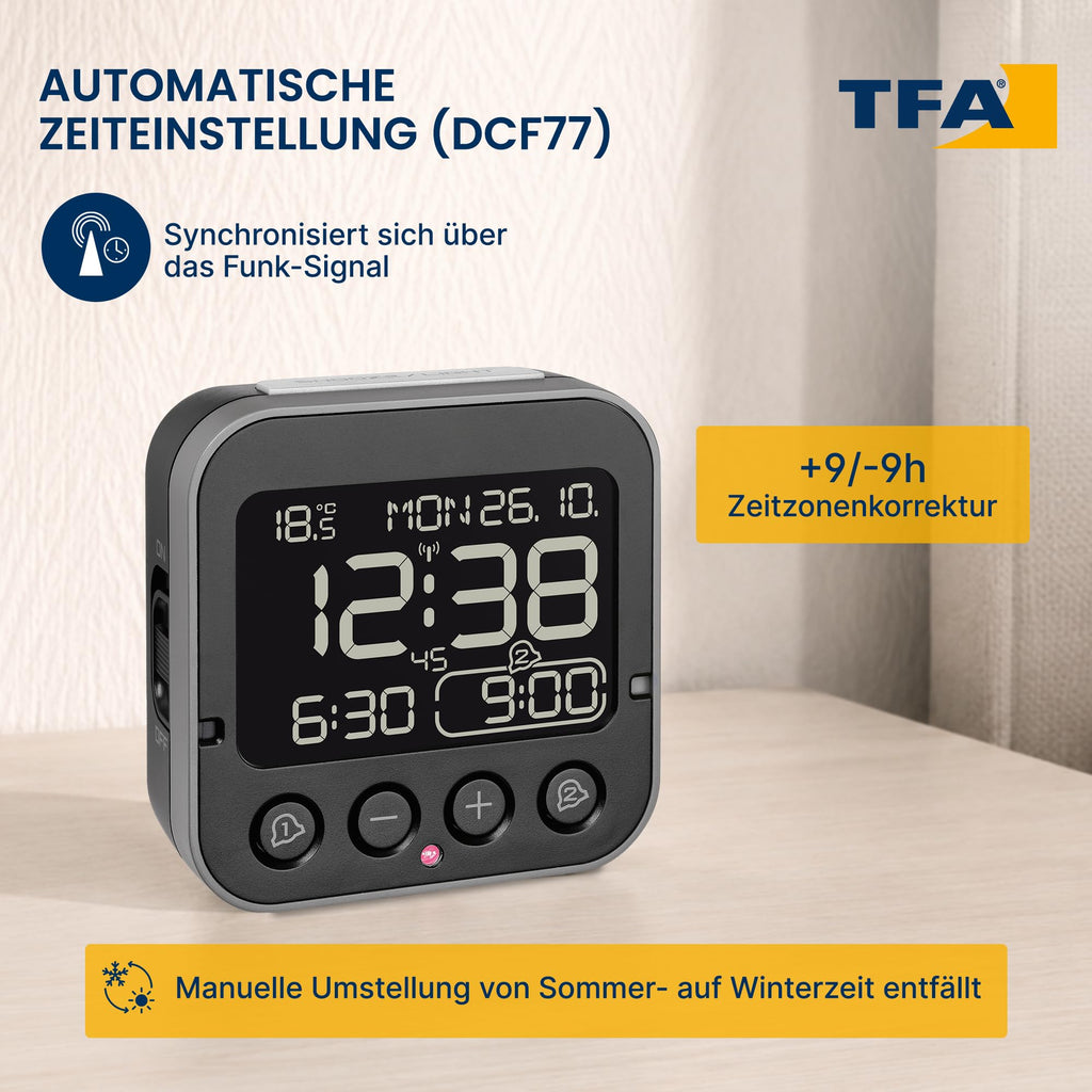 TFA Dostmann Bingo 2.0 Funkwecker – digital, mit Temperaturanzeige