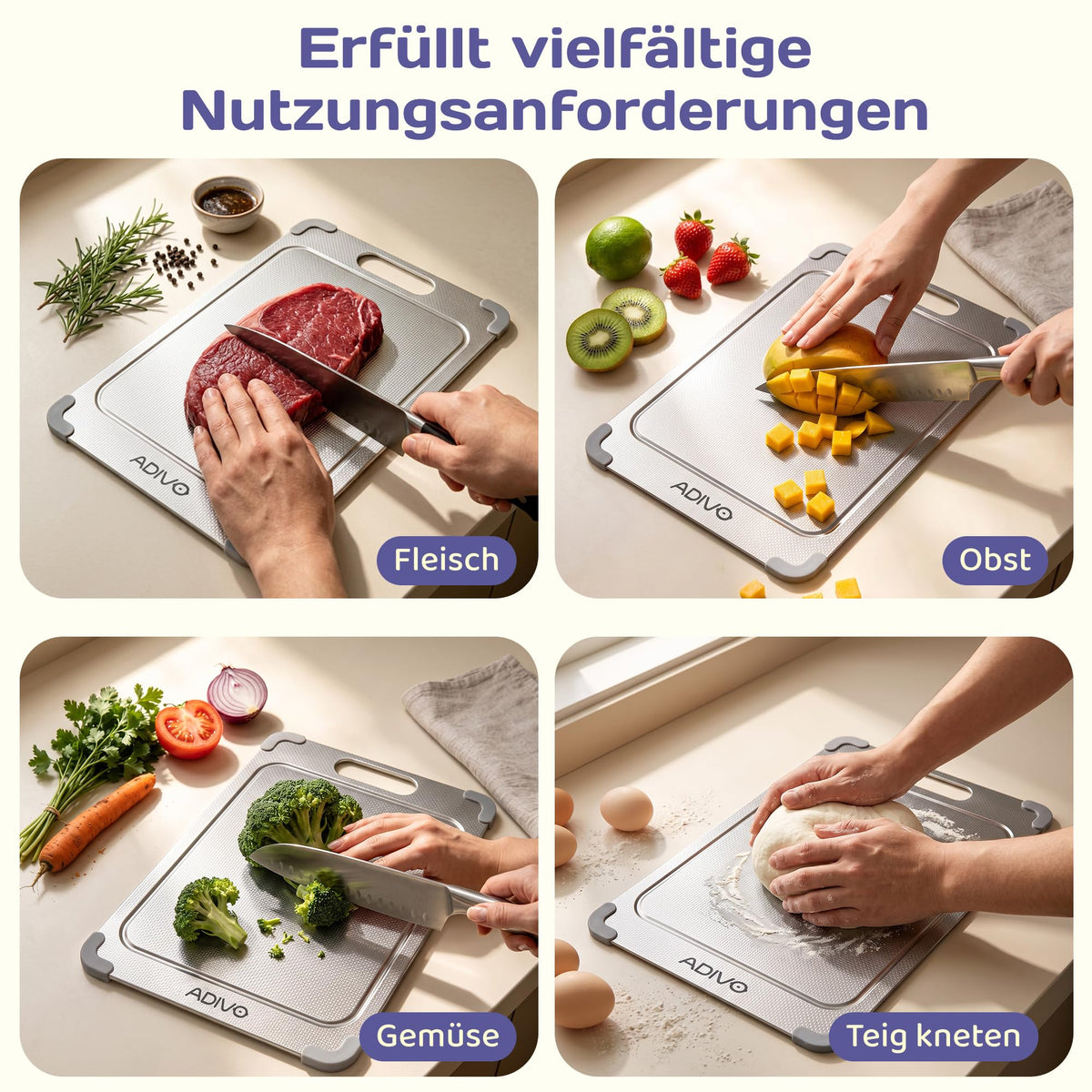 Titan-Schneidebrett aus 100 % reinem Titan – 39 x 28 cm