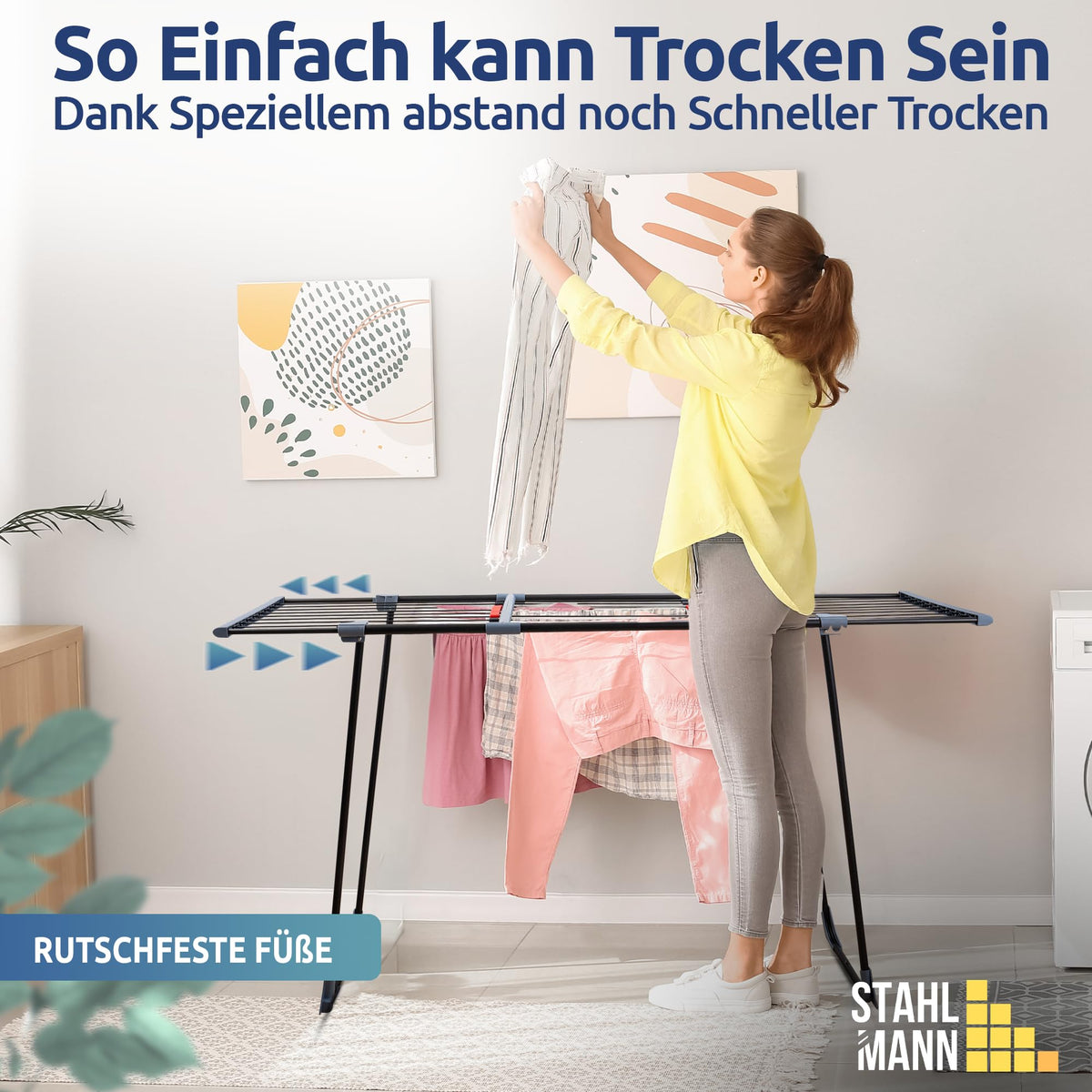 Ausziehbarer Wäscheständer – 20 m Trockenfläche, Made in Europe