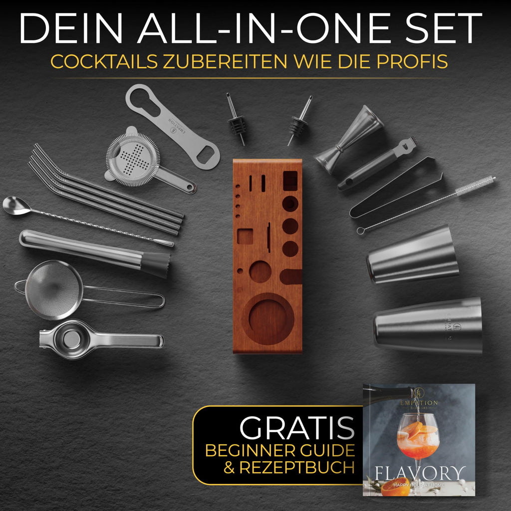 Cocktail Set mit Boston Shaker 825 ml & Ständer – Testsieger