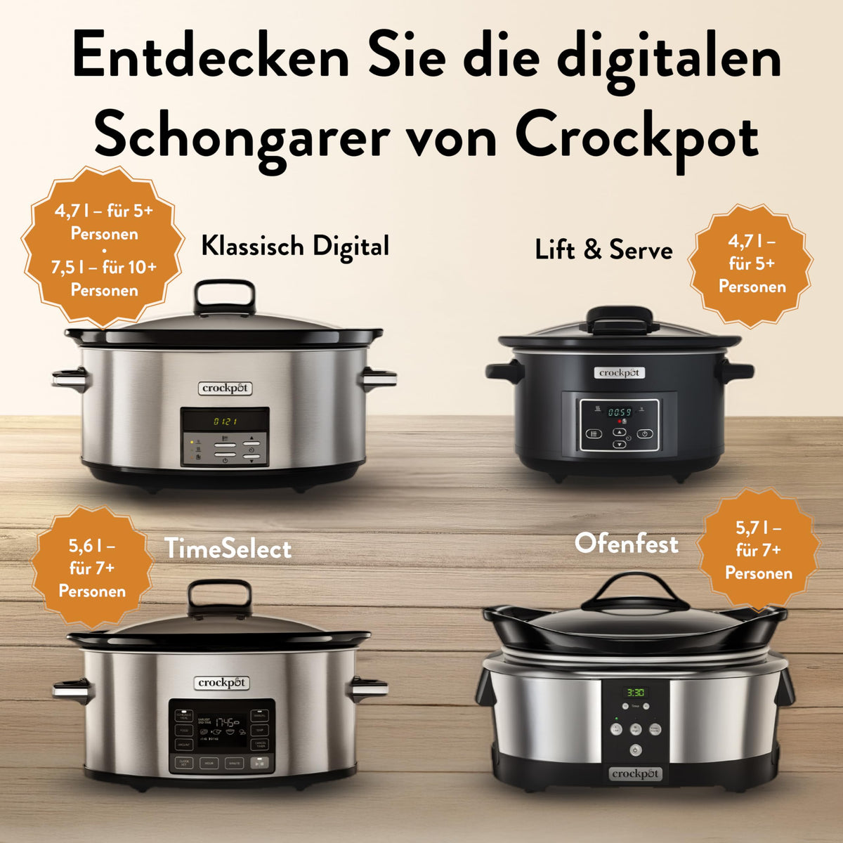 Crockpot Slow Cooker 4,7 L mit digitalem Timer