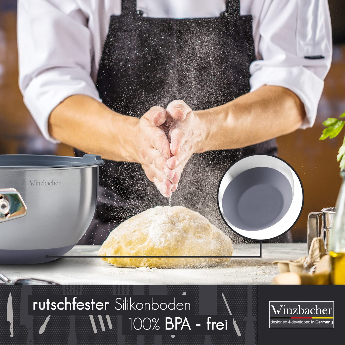 Edelstahl-Schüsselset mit Deckeln & Reiben – 5-teilig
