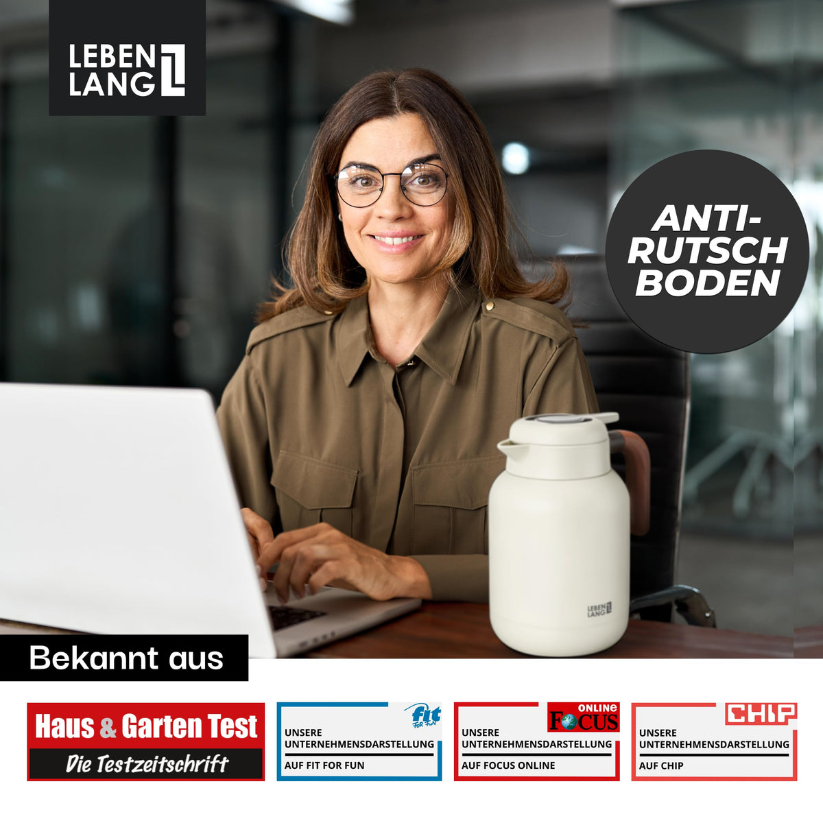 Isolierkanne 1,5 L mit Keramikbeschichtung & Teesieb