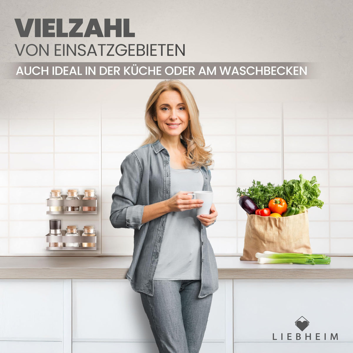 Duschablage ohne Bohren aus Edelstahl – mit Haken