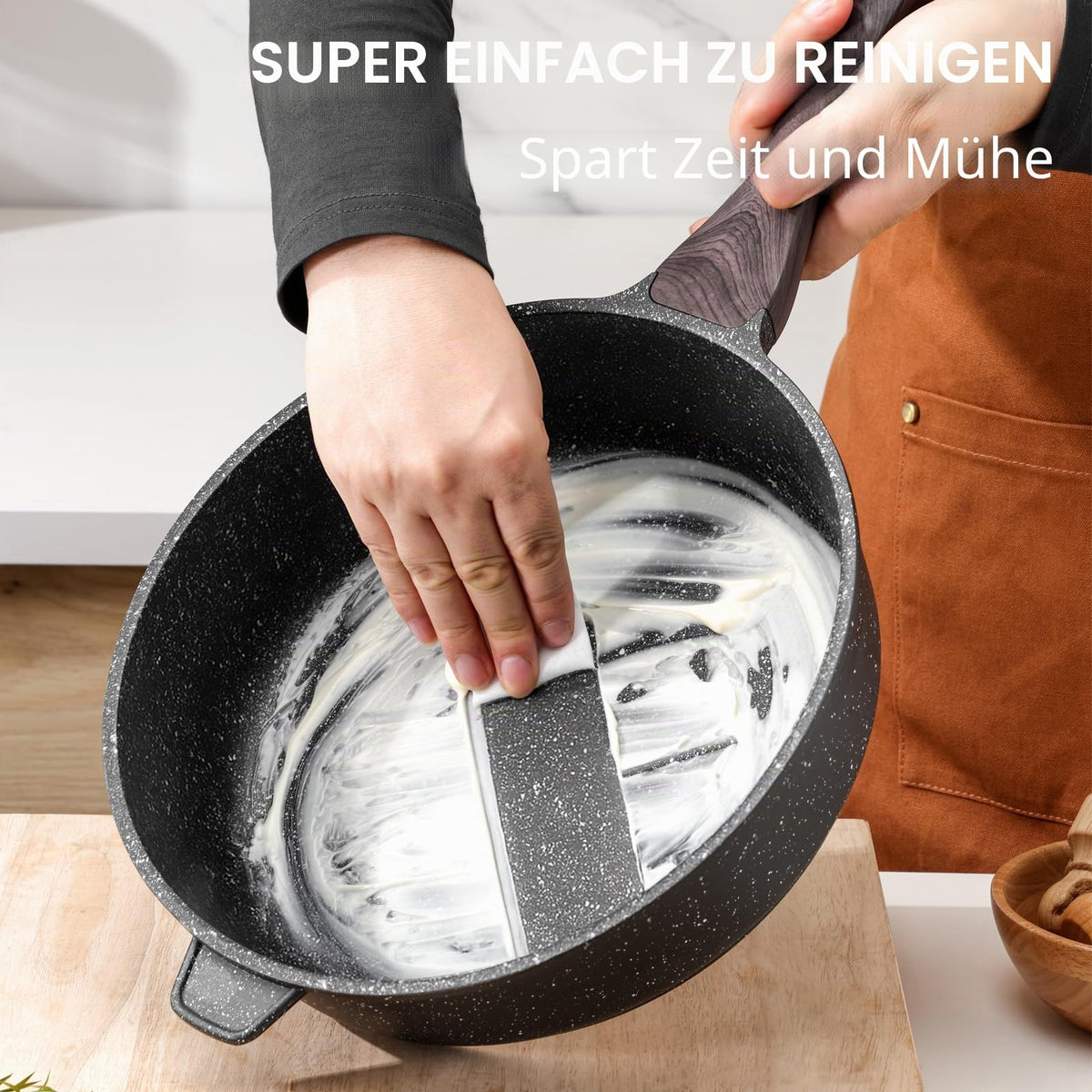 Antihaft-Schmorpfanne mit Glasdeckel – 30 cm, 4,7 L, induktionsgeeignet