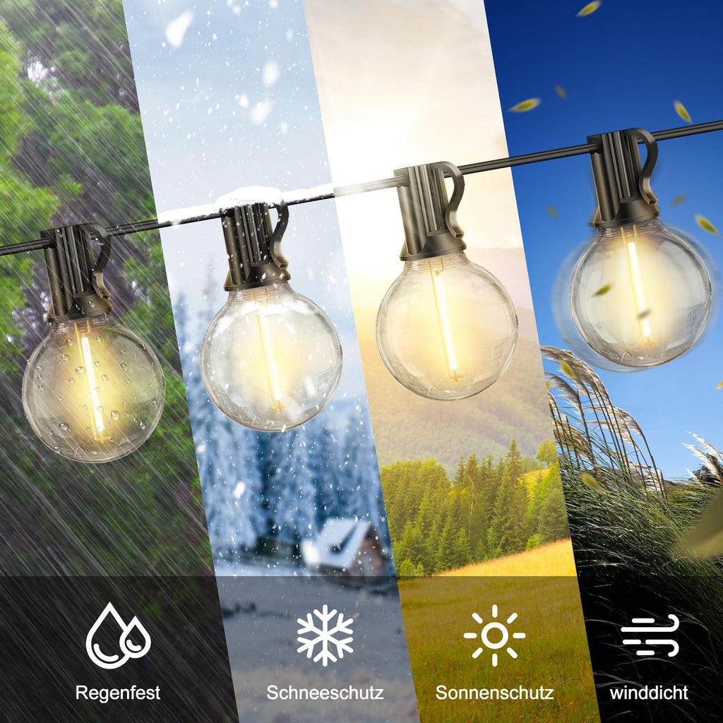 LED Lichterkette Außen mit Strom – dimmbar, mit Fernbedienung