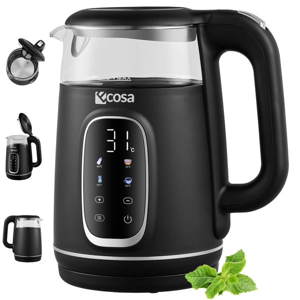 Glas-Wasserkocher mit Temperatureinstellung 40–100 °C – 1,7 L, LED